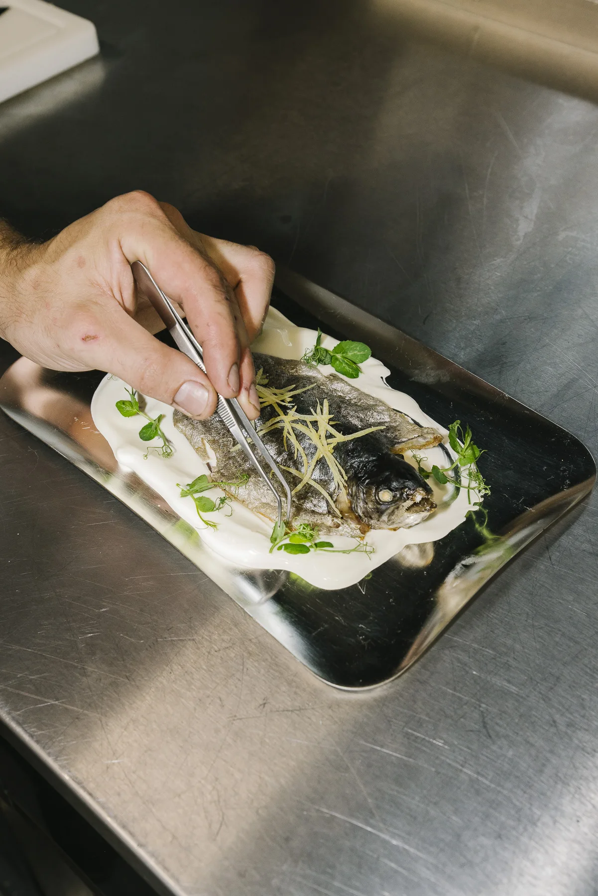Letzte Details am Fischgericht